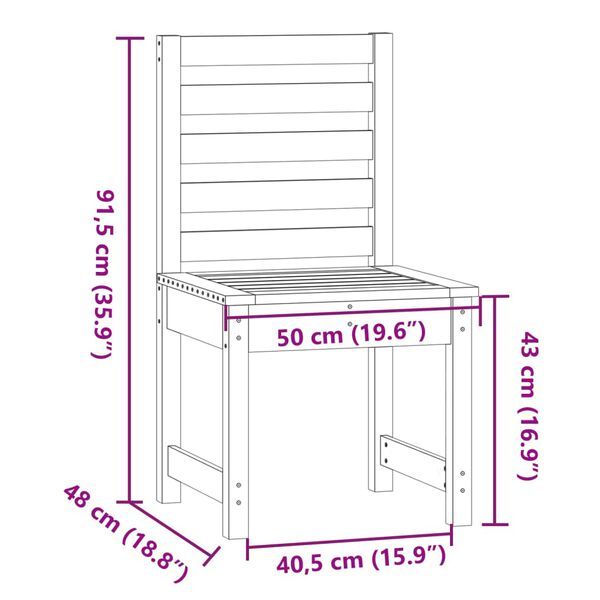 vidaXL Καρέκλες Κήπου 2 τεμ. 50x48x91,5 εκ. Μασίφ Ξύλο Πεύκου