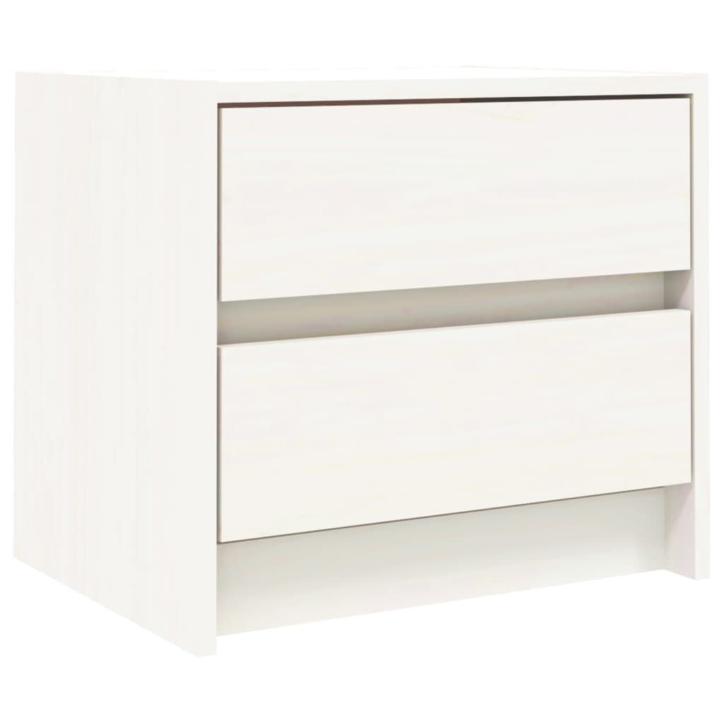 vidaXL Κομοδίνα 2 τεμ. Λευκά 40 x 31 x 35,5 εκ. από Μασίφ Ξύλο Πεύκου