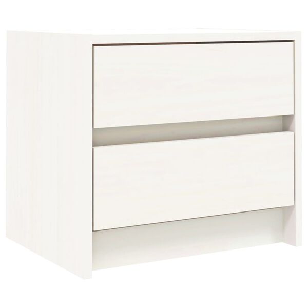 vidaXL Κομοδίνα 2 τεμ. Λευκά 40 x 31 x 35,5 εκ. από Μασίφ Ξύλο Πεύκου