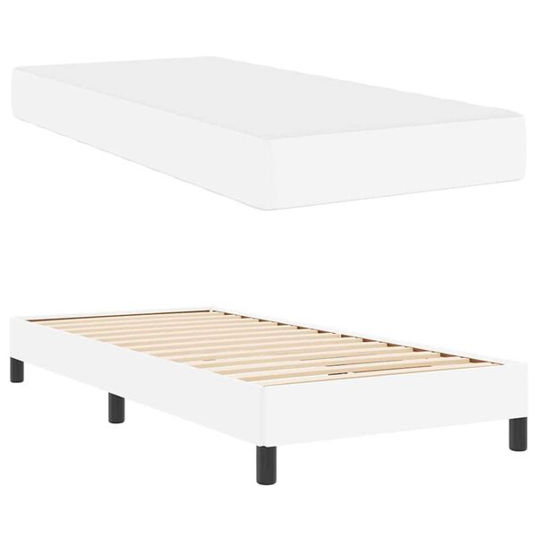 vidaXL Κρεβάτι Άλλο Καθαρό Λευκό 100 x 200 cm Τεχνητό δέρμα