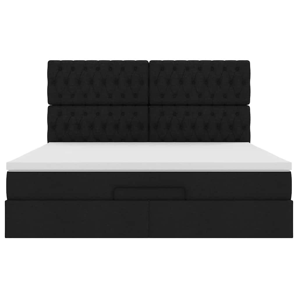 vidaXL Οθωμανικό κρεβάτι με στρώμα Μαύρο 180x200cm Ύφασμα