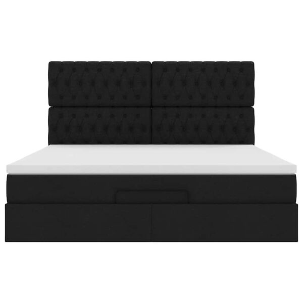 vidaXL Οθωμανικό κρεβάτι με στρώμα Μαύρο 180x200cm Ύφασμα