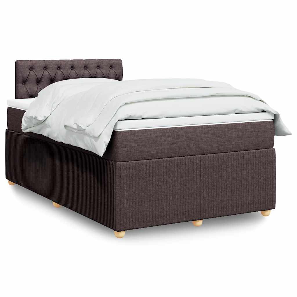 vidaXL Κρεβάτι Boxspring με Στρώμα Σκούρο Καφέ 120x200 εκ. Υφασμάτινο