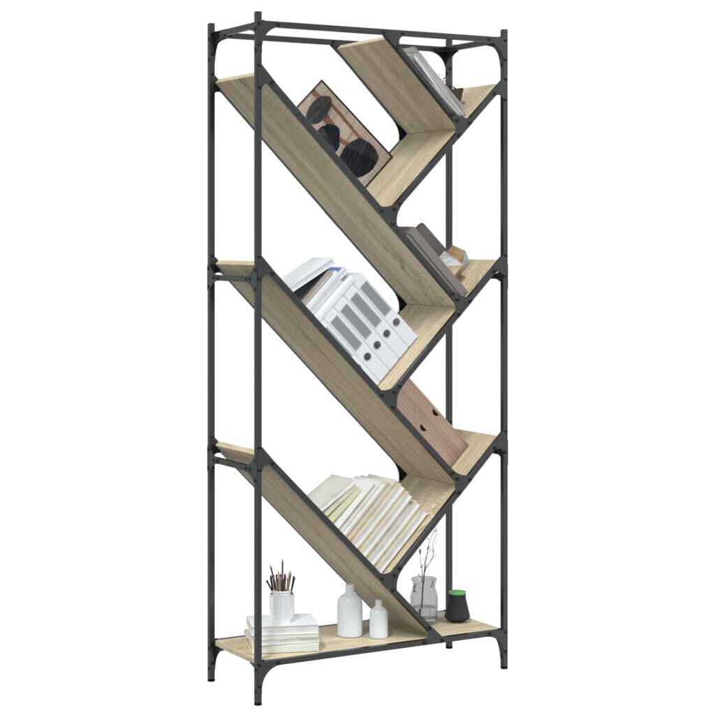 vidaXL Βιβλιοθήκη Sonoma Δρυς 79x30x180 εκ. Επεξεργ. Ξύλο & Μέταλλο