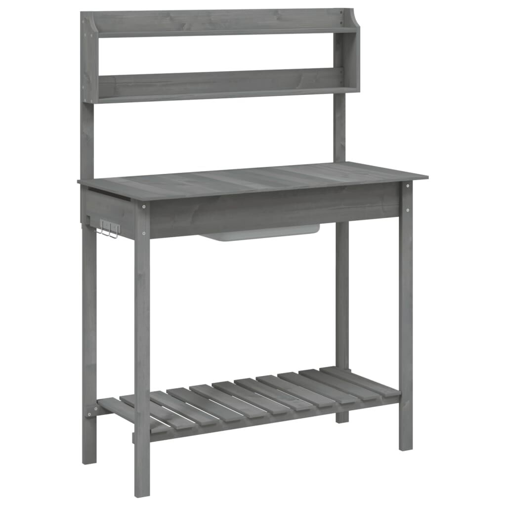 vidaXL Τραπέζι για Γλάστρες+Νεροχύτη Γκρι 147,5x44x139,5εκ Μασίφ Ελάτη