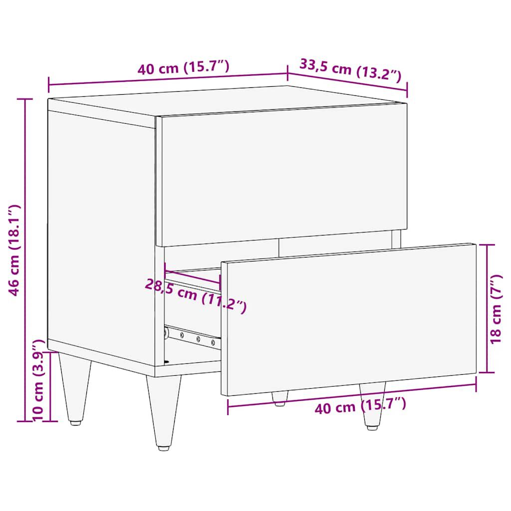 vidaXL Κομοδίνο 40x33,5x46 cm μασίφ ξύλο Mango