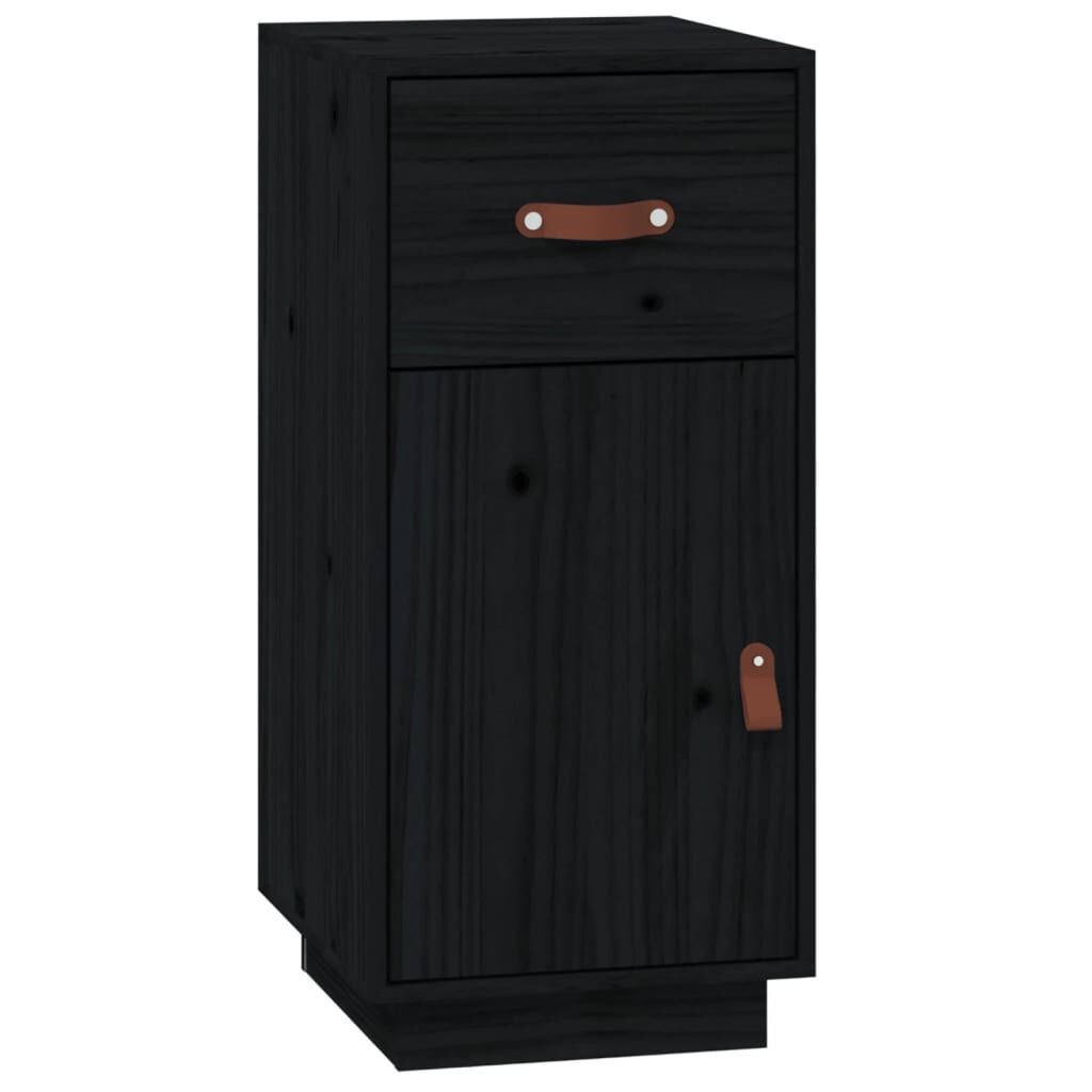 vidaXL Ντουλάπι Μαύρο 34 x 40 x 75 εκ. από Μασίφ Ξύλο Πεύκου