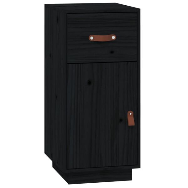 vidaXL Ντουλάπι Μαύρο 34 x 40 x 75 εκ. από Μασίφ Ξύλο Πεύκου