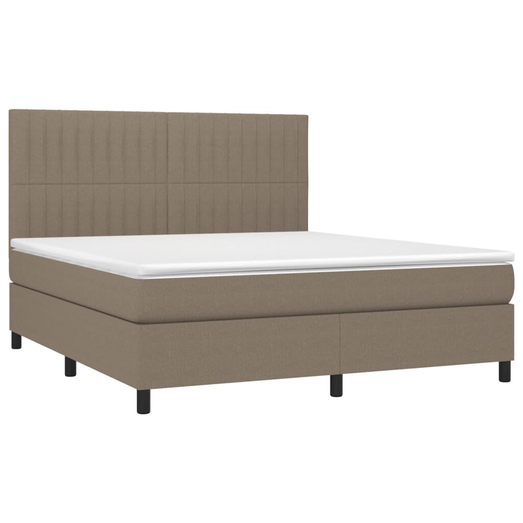vidaXL Κρεβάτι Boxspring με Στρώμα & LED Taupe 160x200 εκ. Υφασμάτινο