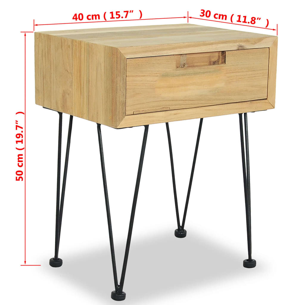 vidaXL Κομοδίνο 40 x 30 x 50 εκ. από Μασίφ Ξύλο Teak