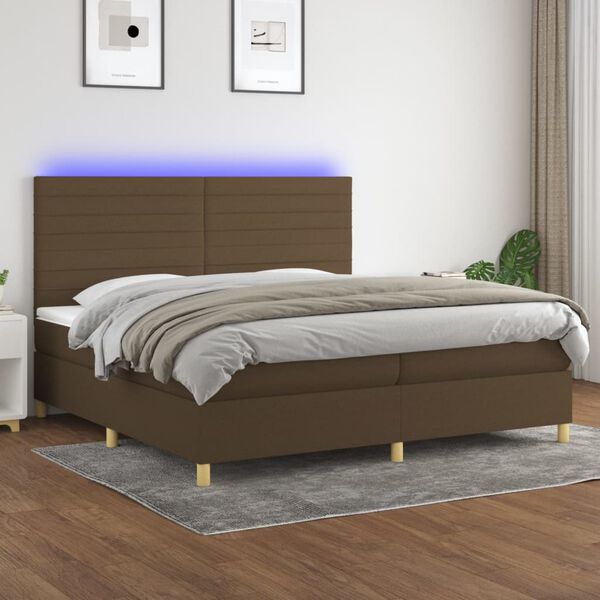 vidaXL &Kappa;&rho;&epsilon;&beta;ά&tau;&iota; Boxspring &mu;&epsilon; &Sigma;&tau;&rho;ώ&mu;&alpha; & LED &Sigma;&kappa;.&Kappa;&alpha;&phi;έ 200x200&epsilon;&kappa;. &Upsilon;&phi;&alpha;&sigma;&mu;ά&tau;&iota;&nu;&omicron;