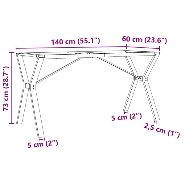 vidaXL Πόδια Τραπεζαρίας σε Σχήμα «Y» 140x60x73 εκ. Ατσάλι