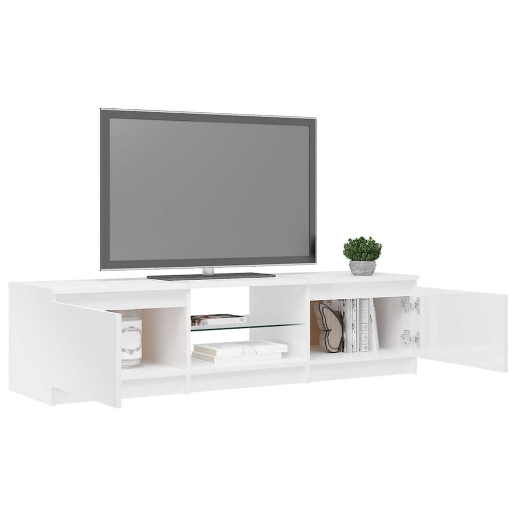 vidaXL Έπιπλο Τηλεόρασης με LED Γυαλιστερό Λευκό 140x40x35,5 εκ.