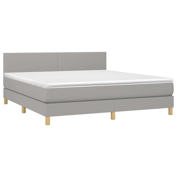 vidaXL Κρεβάτι Boxspring με Στρώμα & LED Αν.Γκρι 180x200 εκ Υφασμάτινο