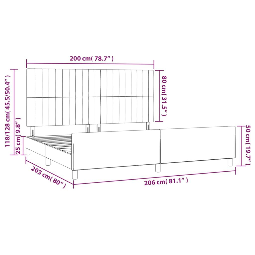 vidaXL Σκελετός Κρεβατιού Χωρίς Στρώμα Taupe 200x200 εκ.Υφασμάτινο