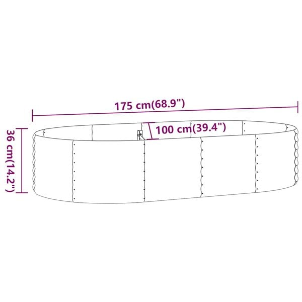 vidaXL Ζαρντινιέρα Ανθρακί 175x100x36εκ Ατσάλι με Ηλεκτρ. Βαφή Πούδρας