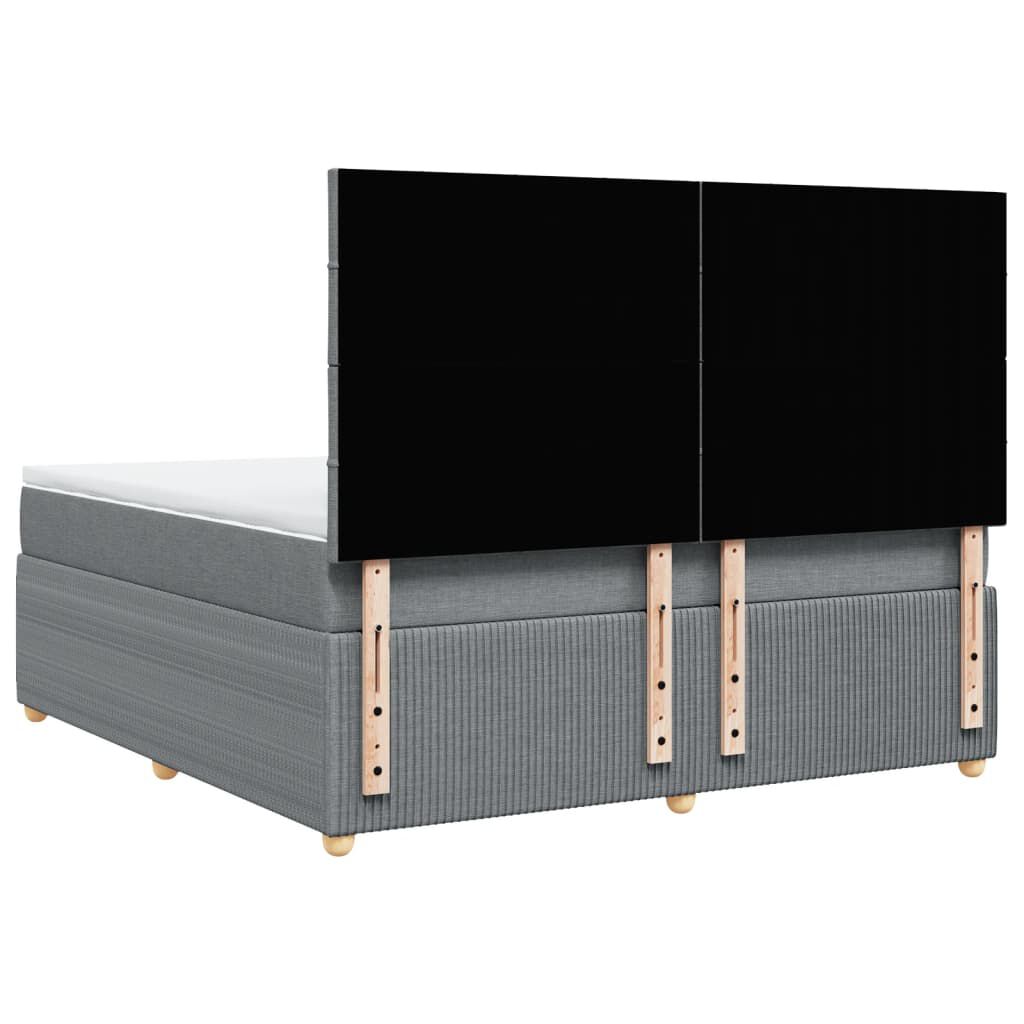 vidaXL Κρεβάτι Boxspring με Στρώμα Ανοιχτό Γκρι 180x200 εκ. Υφασμάτινο