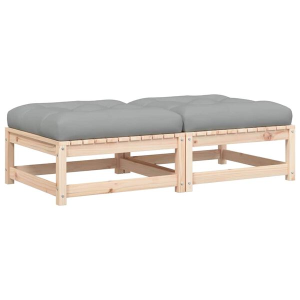 vidaXL Υποπόδια Κήπου 2 Τεμαχίων από Μασίφ Ξύλο Πεύκου με Μαξιλάρια