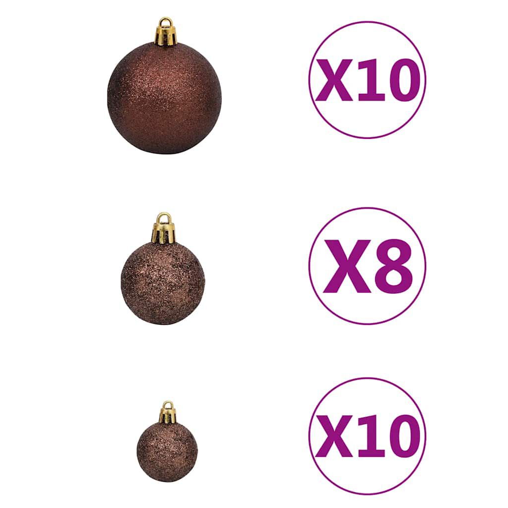 vidaXL Χριστουγεν. Μπάλες Σετ 120 τεμ με Κορυφή & 300LED Χρυσό/Μπρονζέ