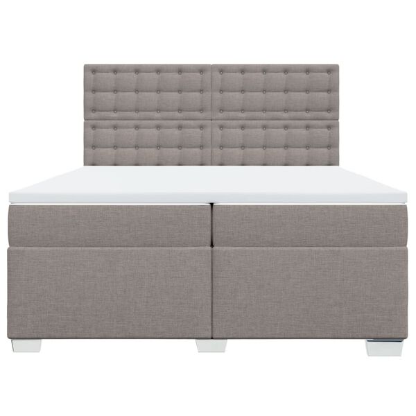 vidaXL Κρεβάτι Boxspring με Στρώμα Taupe 200x200 εκ. Υφασμάτινο