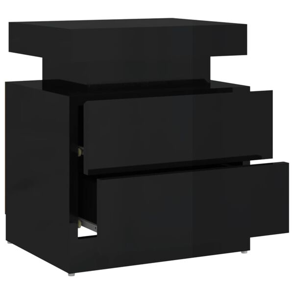 vidaXL Κομοδίνο Γυαλιστερό Μαύρο 45x35x52 εκ. από Επεξ. Ξύλο