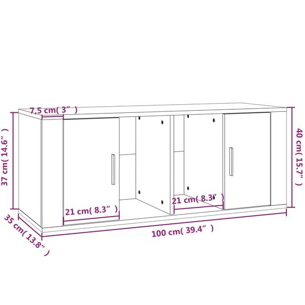 vidaXL Έπιπλο Τηλεόρασης Γυαλ. Λευκό 100x35x40 εκ. Επεξεργασμένο Ξύλο