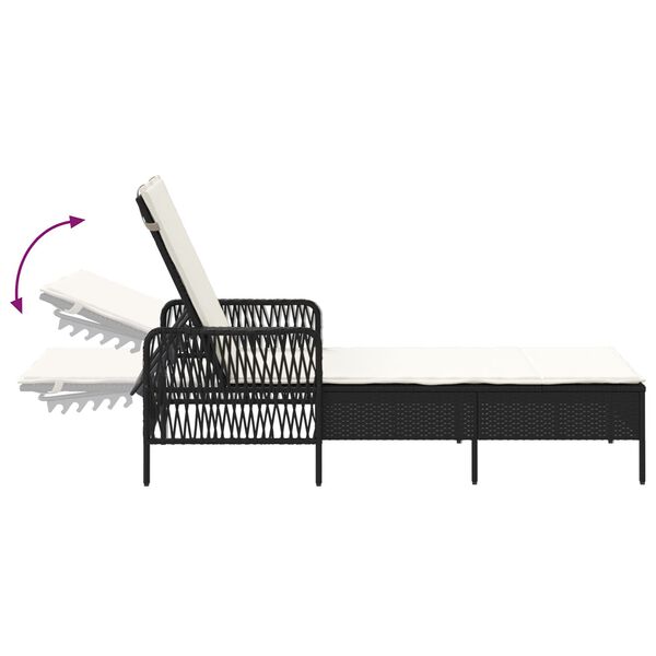 vidaXL Ξαπλώστρα 2 pcs Μαύρο 35 x 35 x 32 εκ. συνθετικό ρατάν