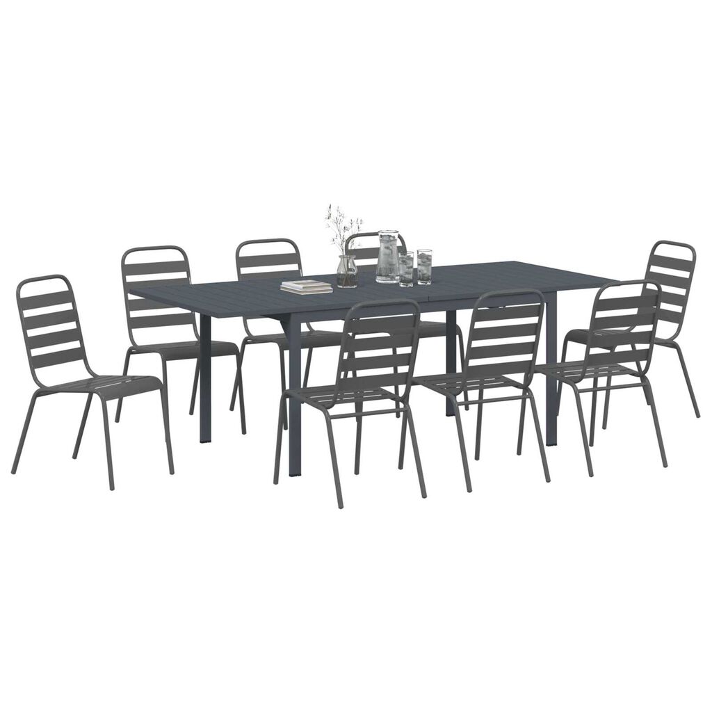 vidaXL Σέτ φαγητού για κήπο 9 pcs Ανθρακί Ατσάλι