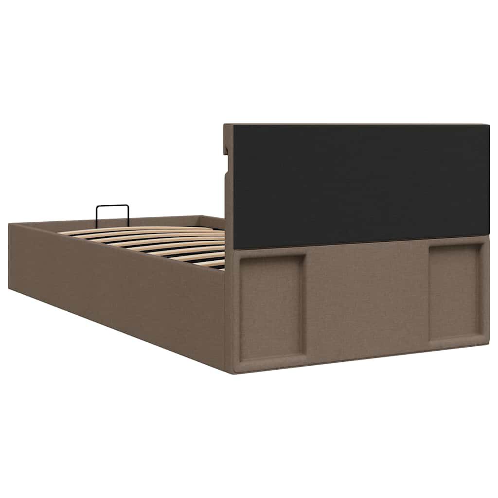 vidaXL Πλαίσιο Κρεβατιού με Αποθ. Χώρο/LED Taupe 100x200 εκ. Ύφασμα