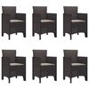vidaXL Σέτ φαγητού για κήπο 7 pcs Καφέ Rattan Polt