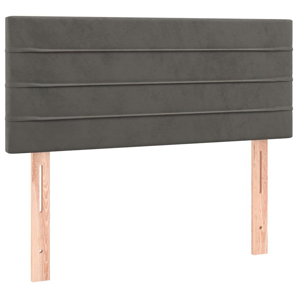vidaXL Κρεβάτι Boxspring με Στρώμα & LED Σκ.Γκρι 120x190εκ. Βελούδινο
