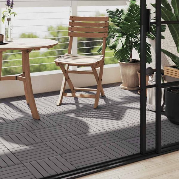 vidaXL Πλακάκια Deck 10 τεμ. Γκρι Πατίνα 30x30 εκ. Μασίφ Ξύλο Ακακίας