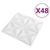 vidaXL Πάνελ Τοίχου 3D 48 τεμ. Λευκό Origami 50 x 50 εκ. 12 μ²