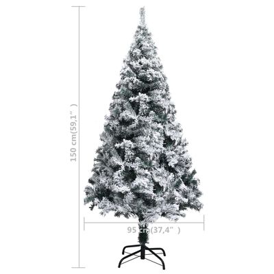 vidaXL Χριστουγεννιάτικο Δέντρο Τεχνητό με Χιόνι Πράσινο 150 εκ. PVC