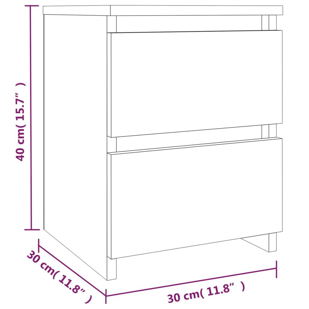 vidaXL Κομοδίνα 2 Τεμ. Γκρι Sonoma 30x30x40 εκ. από Επεξεργασμένο Ξύλο
