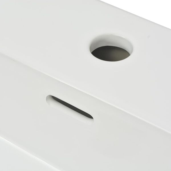 vidaXL Νιπτήρας με Οπή Βρύσης Λευκός 51,5 x 38,5 x 15 εκ. Κεραμικός