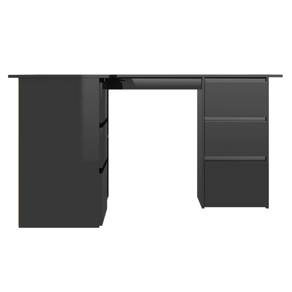 vidaXL Γραφείο Γωνιακό Γυαλιστερό Μαύρο 145x100x76 εκ. από Μοριοσανίδα