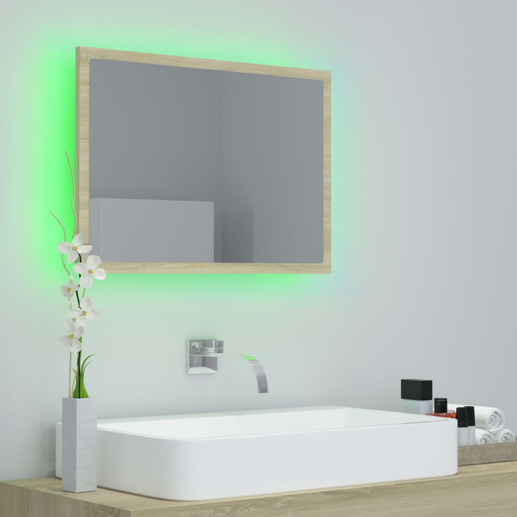 vidaXL Καθρέφτης Μπάνιου με LED Sonoma Δρυς 60x8,5x37 εκ. Ακρυλικός