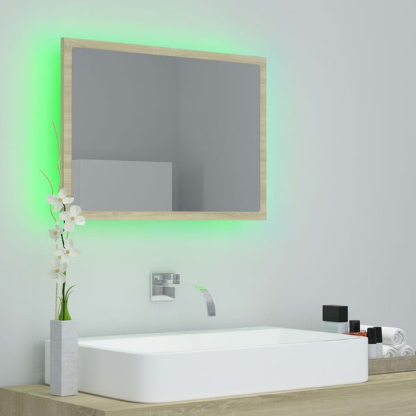 vidaXL Καθρέφτης Μπάνιου με LED Sonoma Δρυς 60x8,5x37 εκ. Ακρυλικός