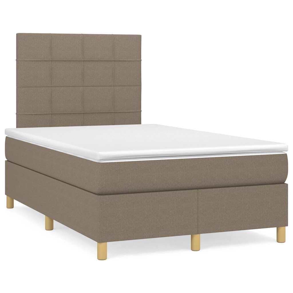 vidaXL Κρεβάτι Boxspring με Στρώμα Taupe 120x190 εκ. Υφασμάτινο