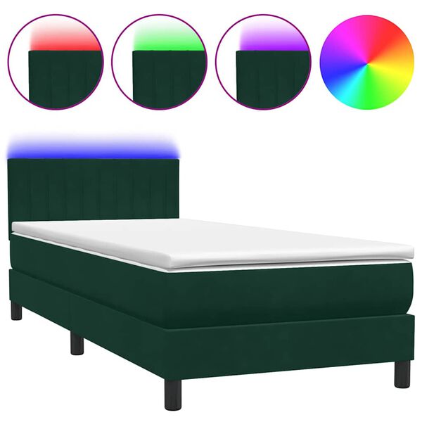 vidaXL &Kappa;&rho;&epsilon;&beta;ά&tau;&iota; Boxspring &mu;&epsilon; &Sigma;&tau;&rho;ώ&mu;&alpha; & LED &sigma;&kappa;&omicron;ύ&rho;&omicron; &pi;&rho;ά&sigma;&iota;&nu;&omicron; 90x210&epsilon;&kappa;. &Beta;&epsilon;&lambda;&omicron;ύ&delta;&iota;&nu;&omicron;