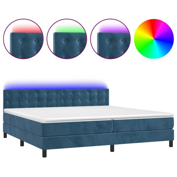 vidaXL &Kappa;&rho;&epsilon;&beta;ά&tau;&iota; Boxspring &mu;&epsilon; &Sigma;&tau;&rho;ώ&mu;&alpha; & LED &Sigma;&kappa;. &Mu;&pi;&lambda;&epsilon; 200x200&epsilon;&kappa;. &Beta;&epsilon;&lambda;&omicron;ύ&delta;&iota;&nu;&omicron;