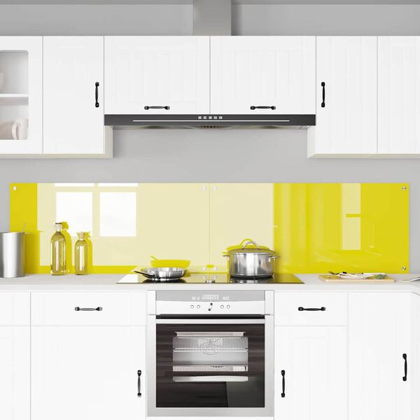 vidaXL Πίσω Πάνελ Κουζίνας 2 pcs Κίτρινο 110 x 50 cm σκληρυμένο γυαλί