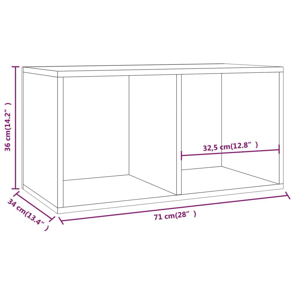 vidaXL Έπιπλο Δίσκων Βινυλίου Καφέ Δρυς 71 x 34 x 36 εκ. Επεξεργ. Ξύλο