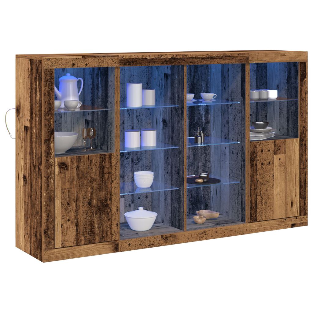 Μπουφές vidaXL με LED Φώτα Παλαιό Ξύλο 163x37x100 cm Κατασκευασμένο Ξύλο, Μπουφές vidaXL με LED Φώτα Παλαιό Ξύλο 41x37x100 cm