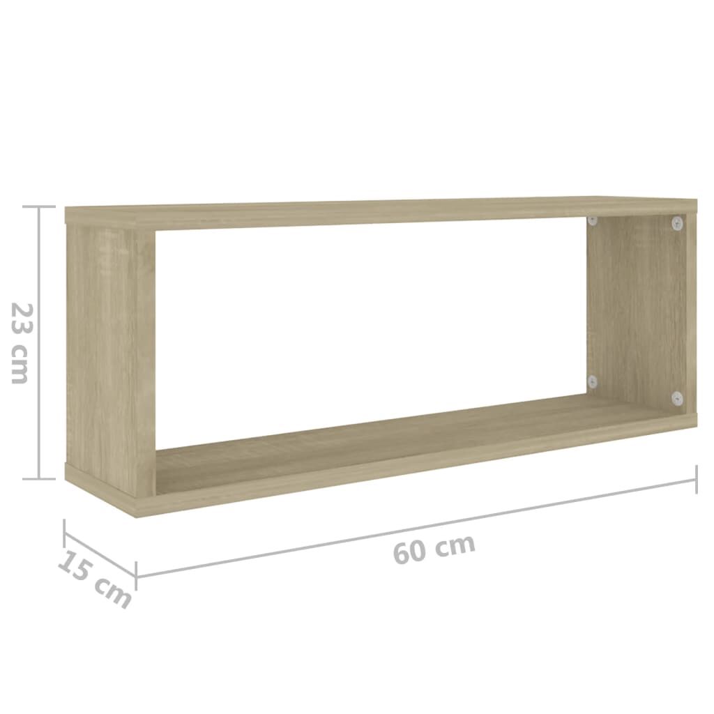 vidaXL Ράφια Κύβοι Τοίχου 4 τεμ. Sonoma Δρυς 60x15x23 εκ. Επεξ. Ξύλο