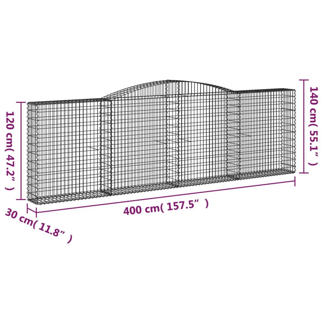 vidaXL Συρματοκιβώτια Τοξωτά 25 τεμ. 400x30x120/140 εκ. Γαλβαν. Ατσάλι