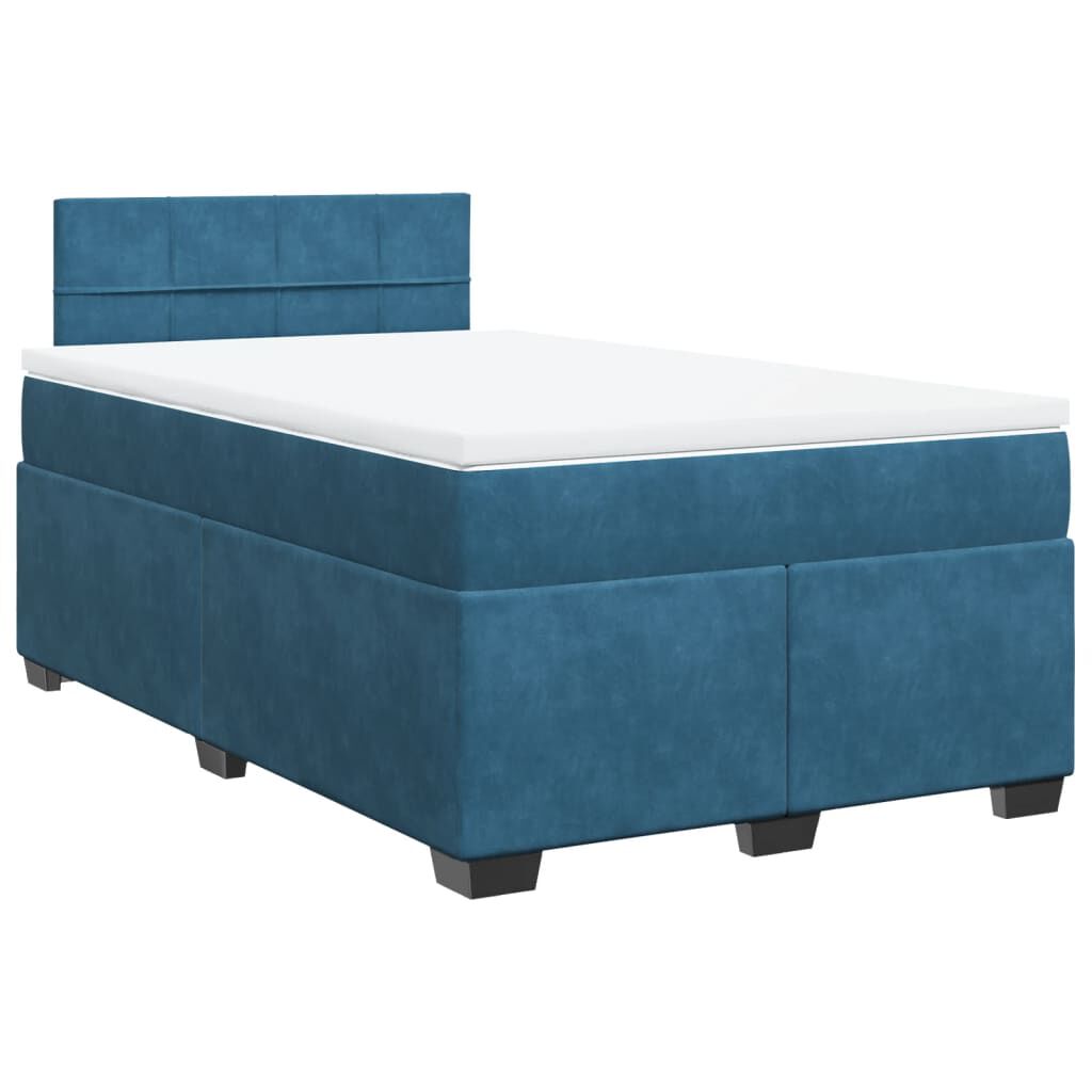 vidaXL Κρεβάτι Boxspring με Στρώμα Σκούρο Μπλε 120x190 εκ. Βελούδινο