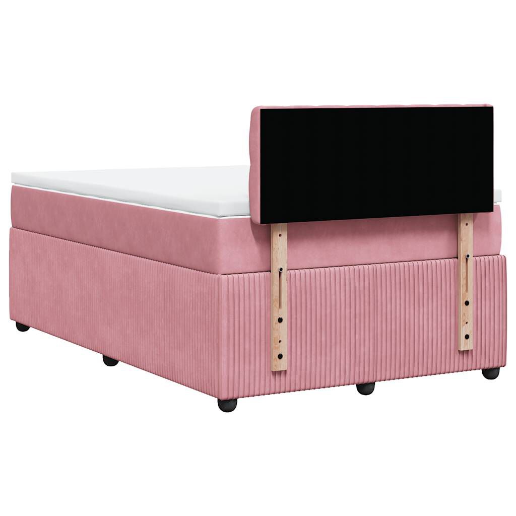 vidaXL Κρεβάτι Boxspring με Στρώμα Ροζ 120x200 εκ. Βελούδινο