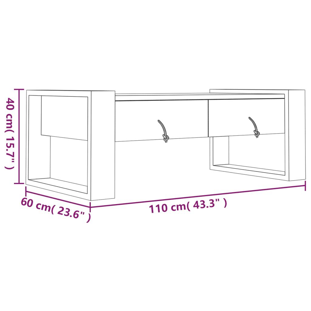 vidaXLΤραπεζάκι Σαλονιού 110 x 60 x 40 εκ. από Μασίφ Ξύλο Teak